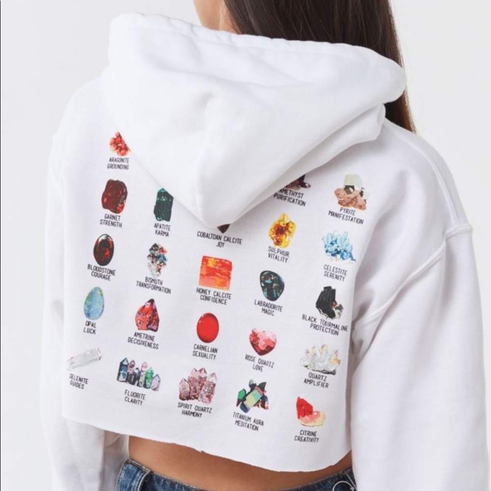 White Crystal Warrior Graphic Pullover Hoodie - Picture 1 of 7